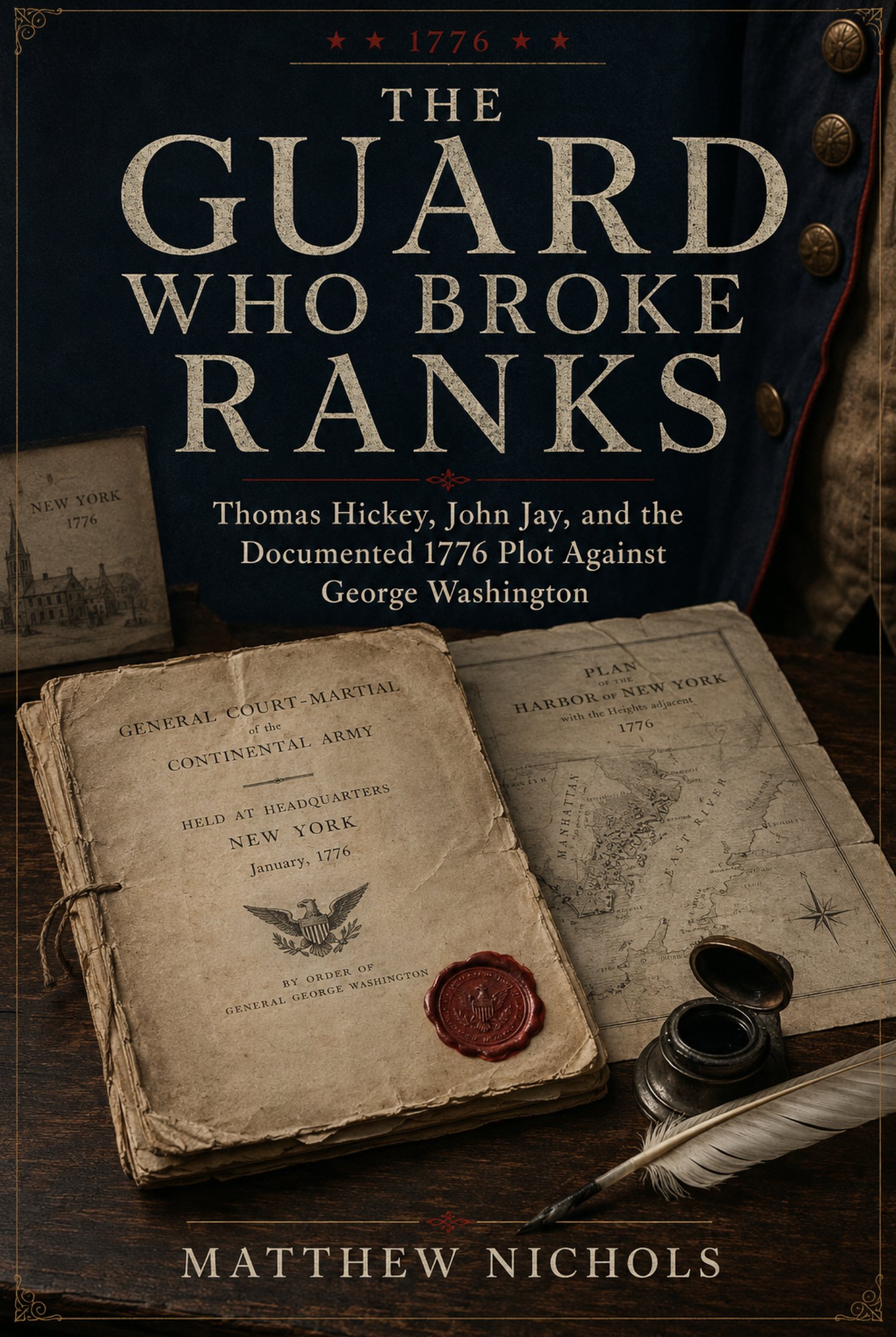 Book cover with Revolutionary War documents and map